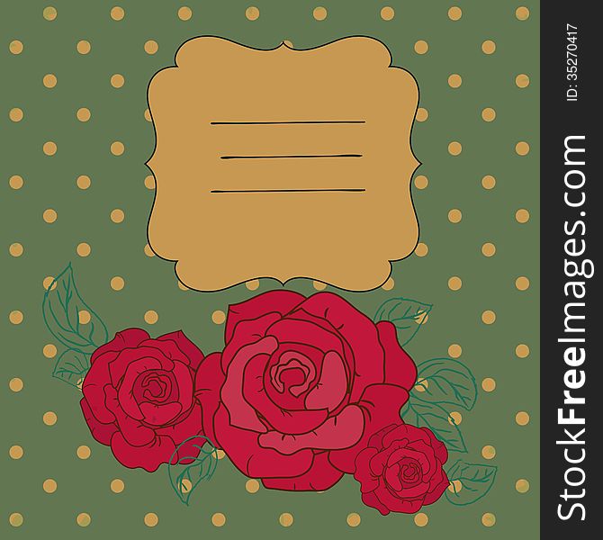 Vector retro background with red roses, eps10. Vector retro background with red roses, eps10