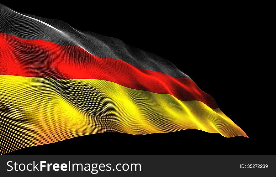 Germany flag 3D looping animation. Full hd resolution. Grunge texture.