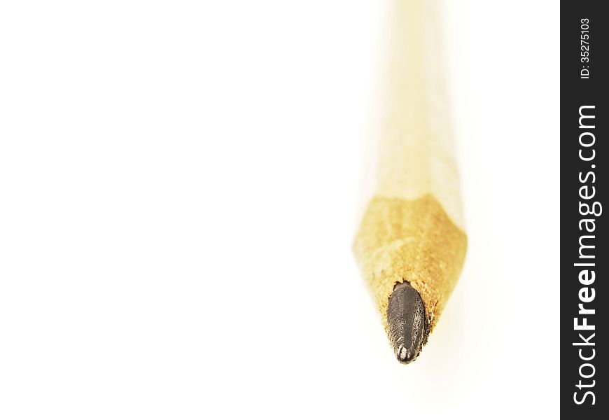 Closeup of wood pencil tip on white background