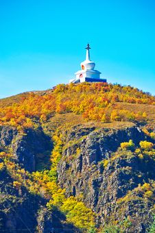 The White Pagoda On The Autumn Hill Stock Images