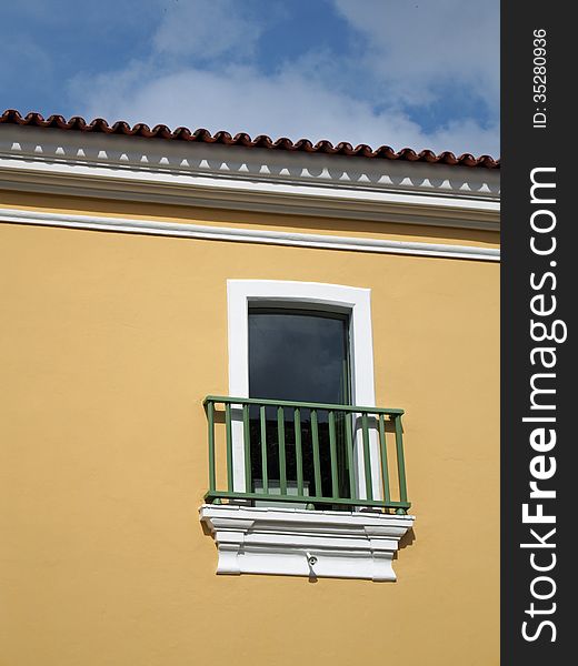 Ocher picturesque wall with a window - Amazonia - Brazil. Ocher picturesque wall with a window - Amazonia - Brazil