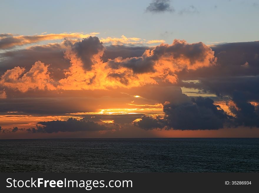 The sea landscape with sunrise