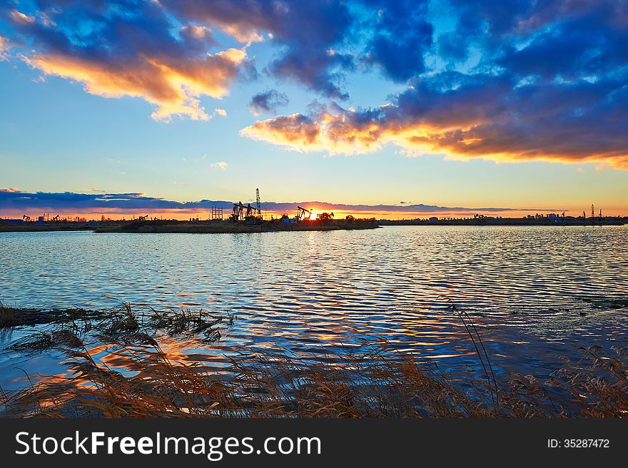 The Lake In The Afterglow And Cloudscape