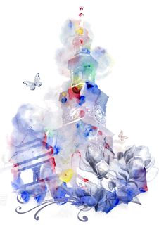 Watercolor Tower Royalty Free Stock Photo Watercolor Tower Royalty Free Stock Photo