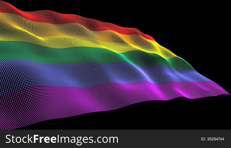 Rainbow flag 3D looping video animation. Full HD resolution. High quality rainbow texture.