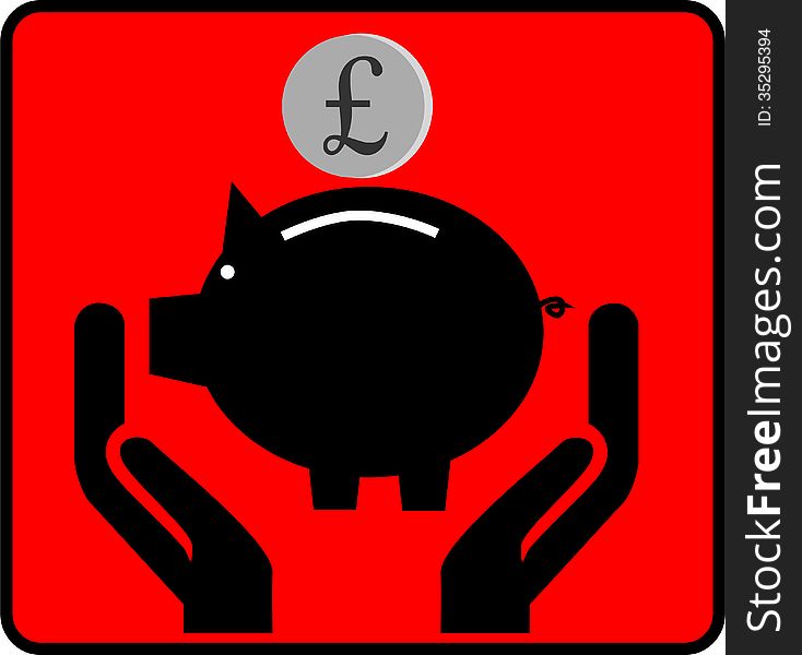 Saving money, piggy bank icon