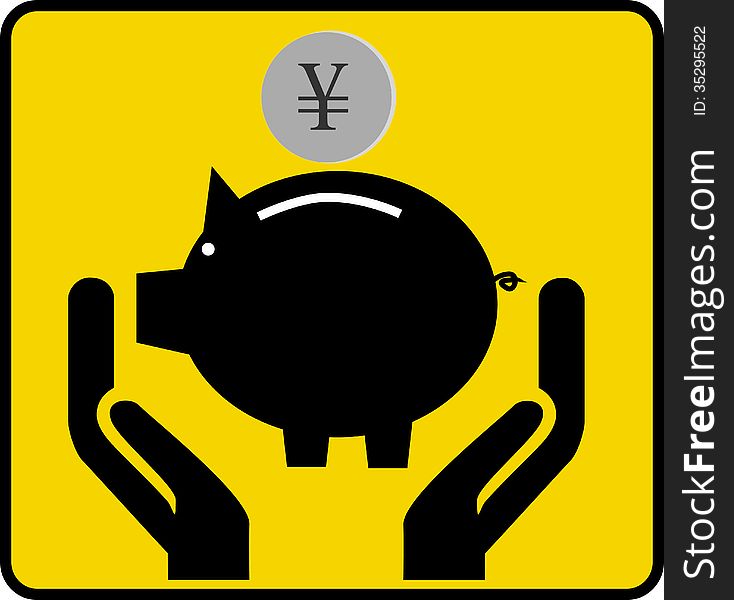 Saving money, piggy bank icon