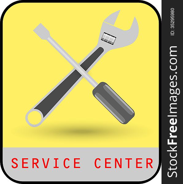 Vector, tool kit, Service Center, yellow background