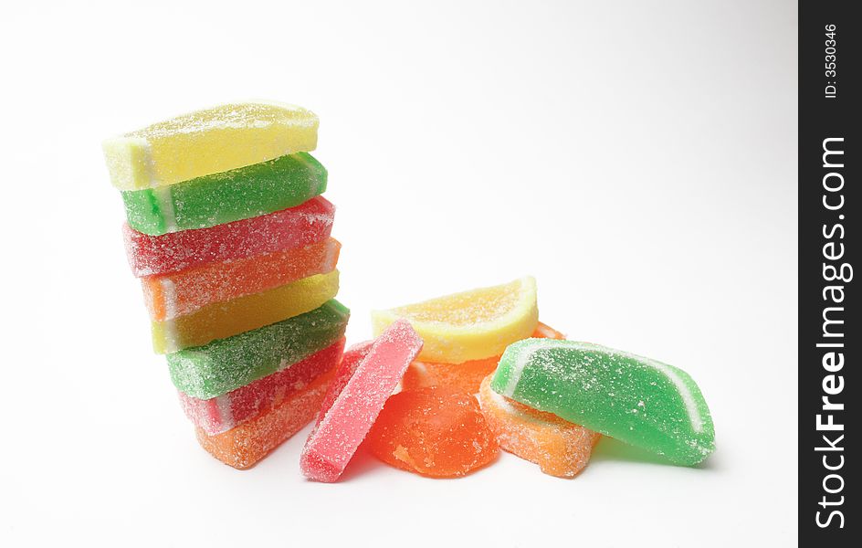 Sweet gellies on the white background