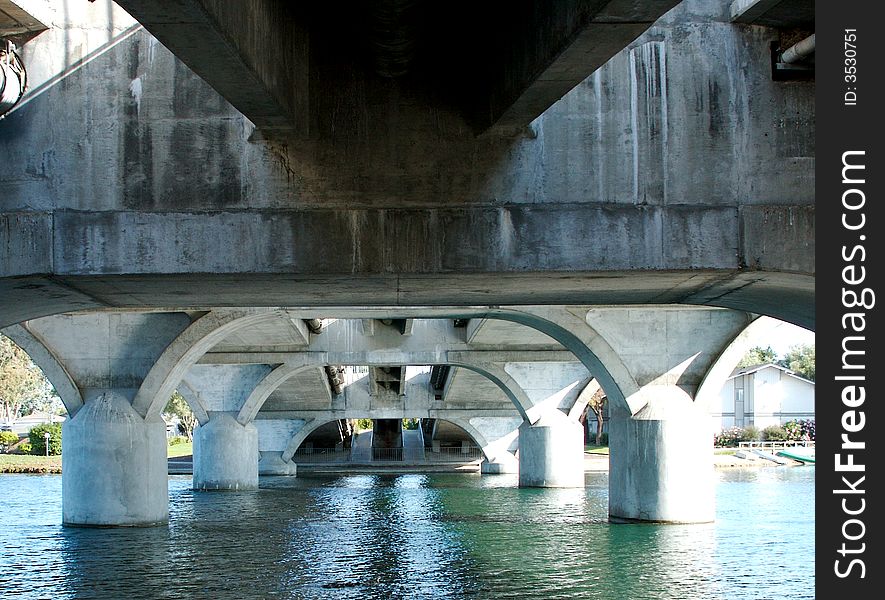 Abstract of base of bridge as seen from underneath it. Abstract of base of bridge as seen from underneath it.