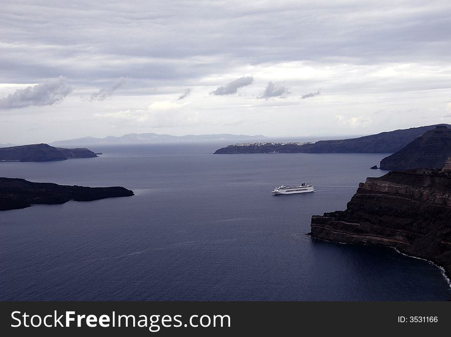 A beautiful view of the sea and a ship. A beautiful view of the sea and a ship