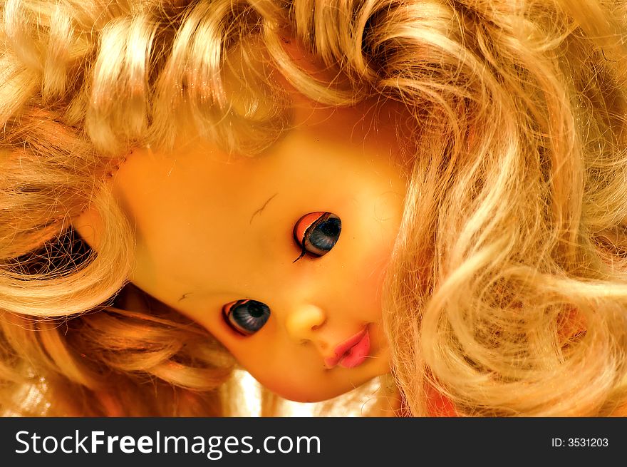 Part of a series showing the expressive face of a 40-60 years old doll. Part of a series showing the expressive face of a 40-60 years old doll