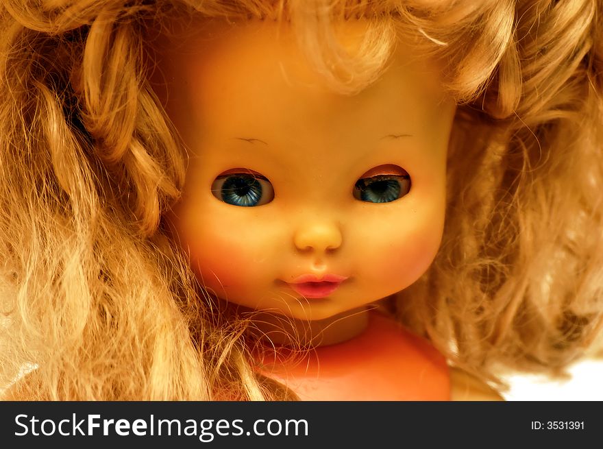 Part of a series showing the expressive face of a 40-60 years old doll. Part of a series showing the expressive face of a 40-60 years old doll