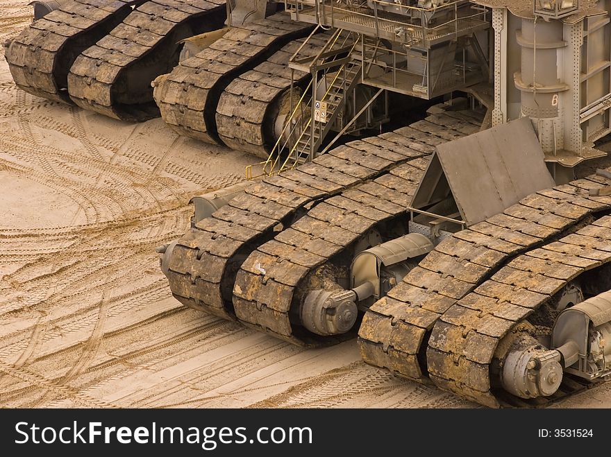 The chain chassis of a huge coal digger. The chain chassis of a huge coal digger