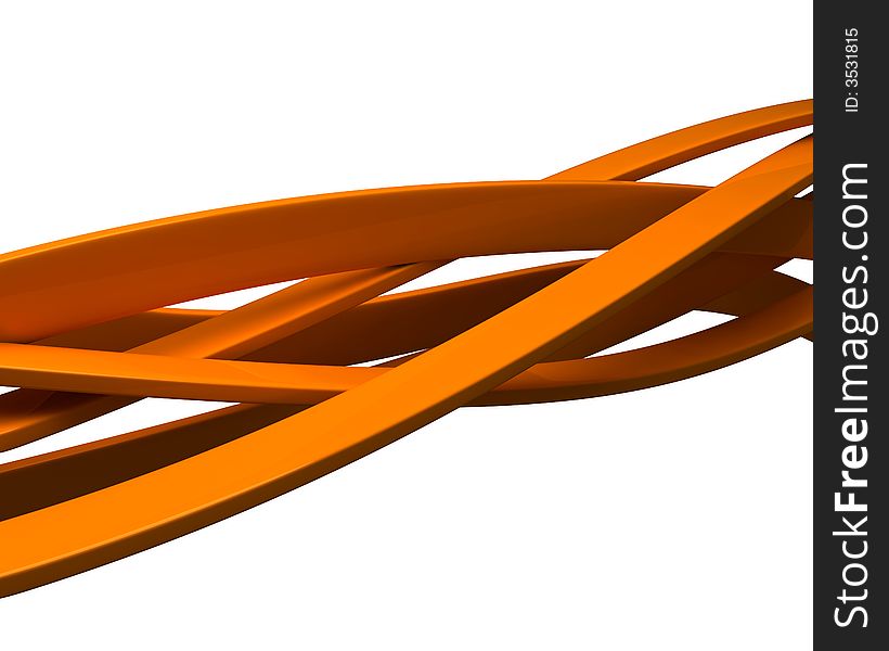 Abstract orange ribbons background, made in 3d