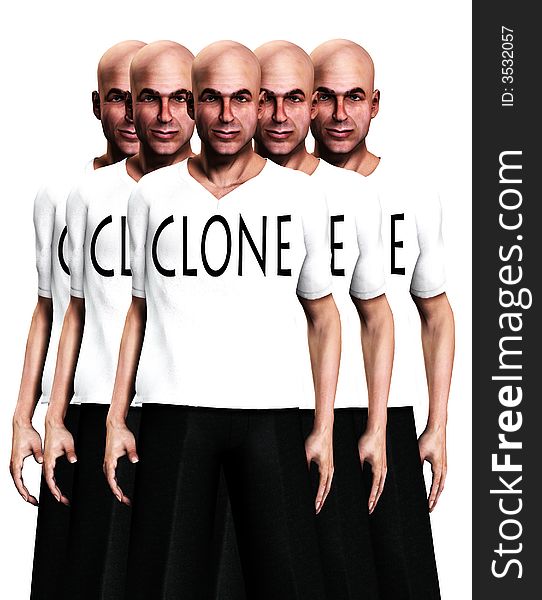 A conceptual image of a man that has been cloned many times. A conceptual image of a man that has been cloned many times.