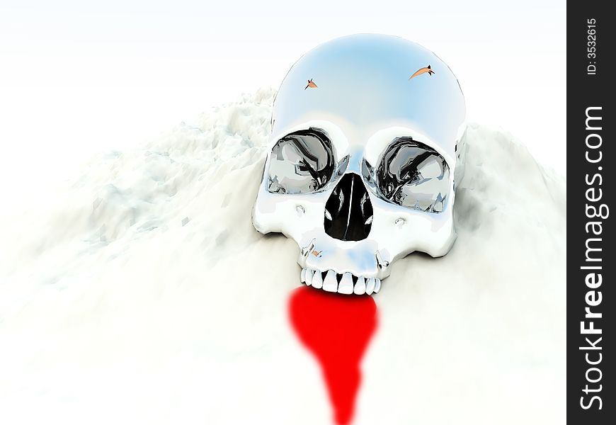 A conceptual image of a metal skull showing the horrors of murder and death,it could be a good image for Halloween. A conceptual image of a metal skull showing the horrors of murder and death,it could be a good image for Halloween.