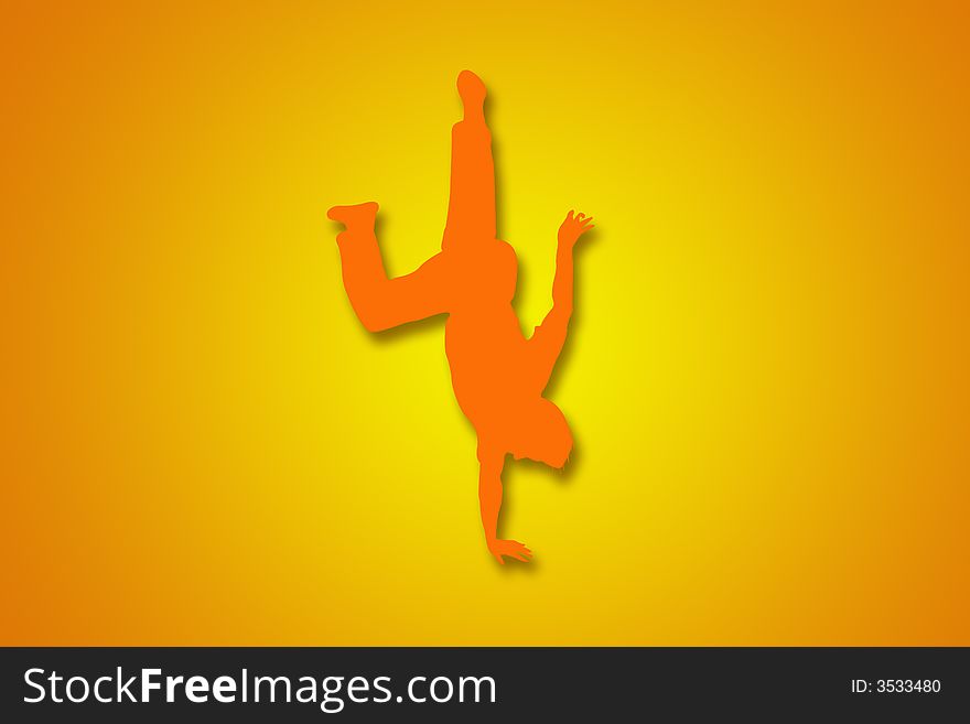 Silhouette of man doing handstand. Silhouette of man doing handstand