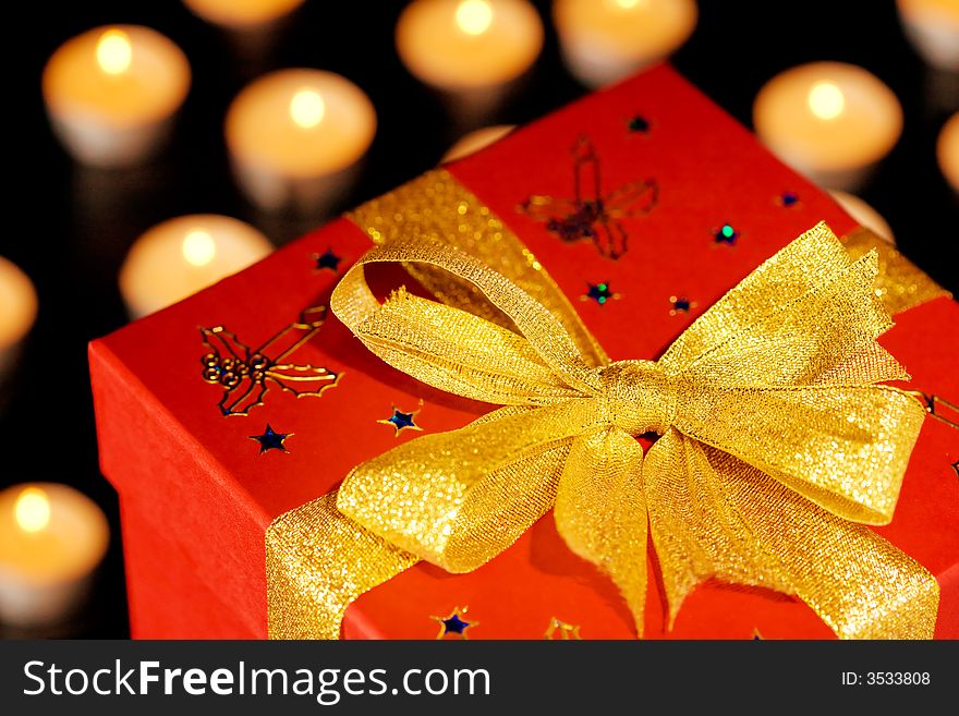 Christmas decoration on the color with candles background