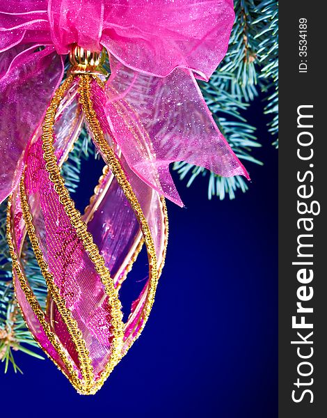 Christmas decoration on the blue color background