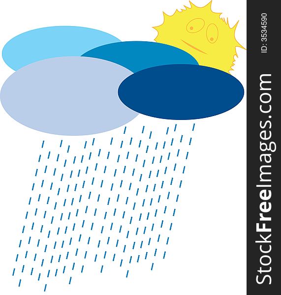 Vector drawning of the sun with some clouds and raindrops. Vector drawning of the sun with some clouds and raindrops