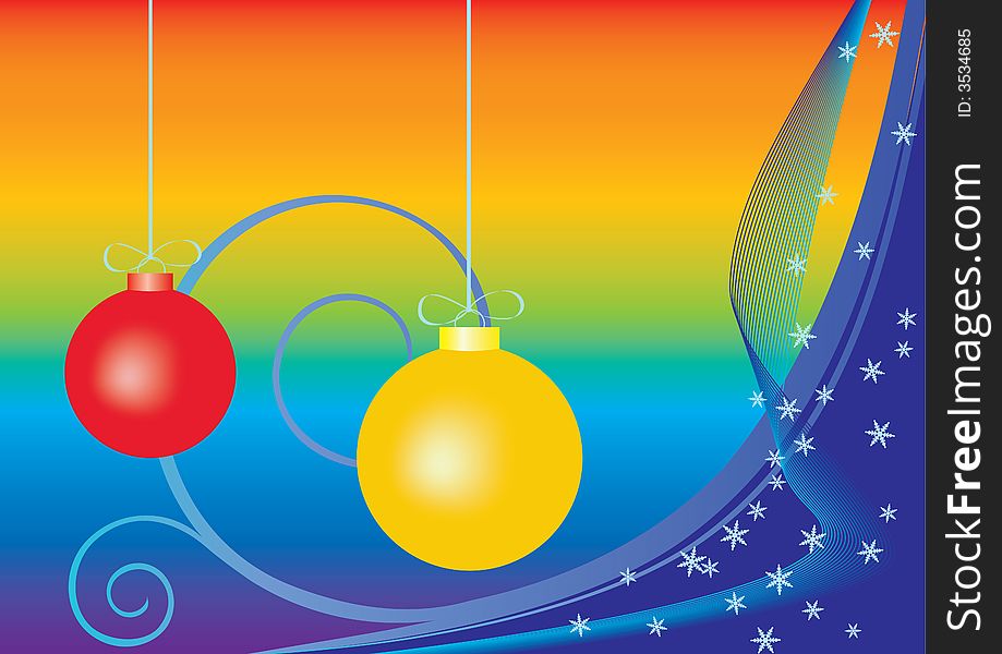 Two christmas balls, vector illustration. Two christmas balls, vector illustration
