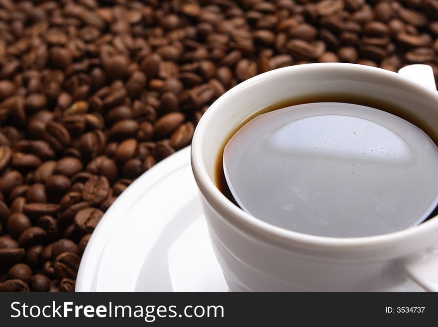 Cup Coffee And Coffee Grain