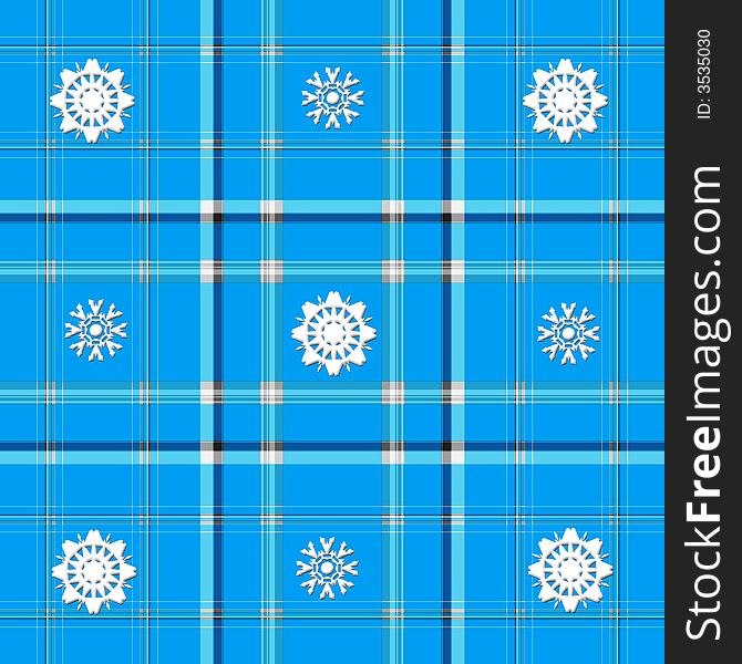 A SEAMLESS high resolution medium blue plaid with snowflake details.  Snowflakes created by Denise Kappa. A SEAMLESS high resolution medium blue plaid with snowflake details.  Snowflakes created by Denise Kappa.