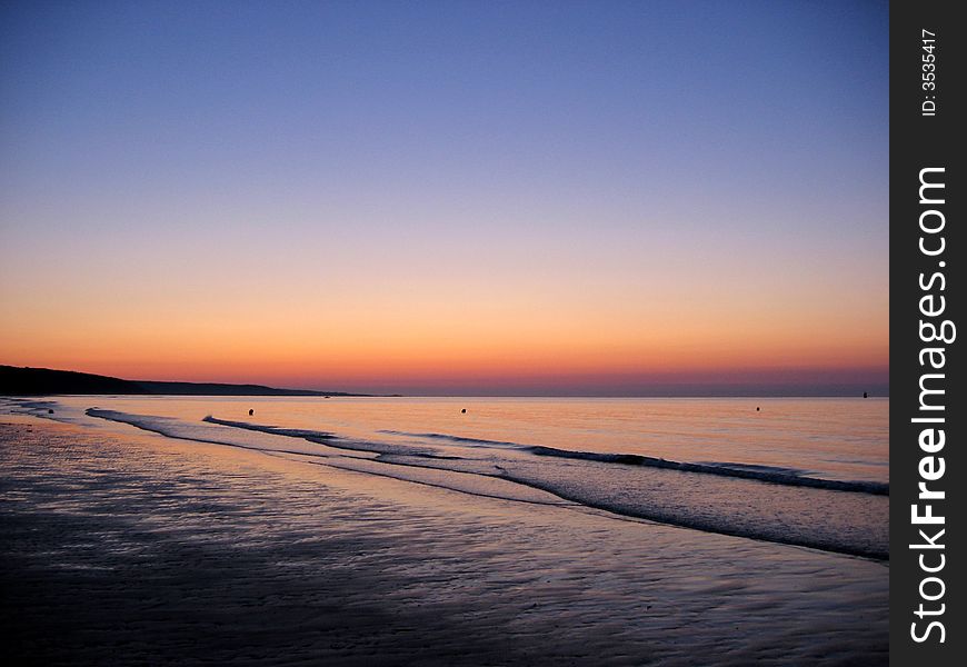 Urville beach during sunset,Normandy,France. Urville beach during sunset,Normandy,France