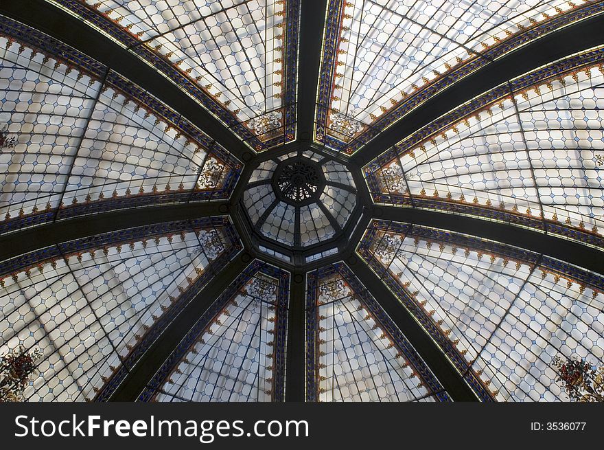 Glass roof on old publiic city building. Glass roof on old publiic city building