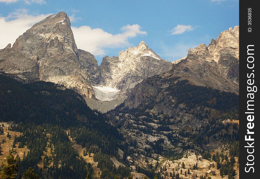 The picture of Teton Glacier from the viewpoint in Grand Teton National Park.