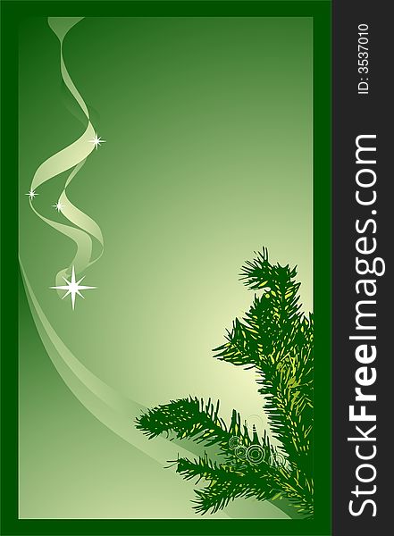 Christmas card illustration on green background