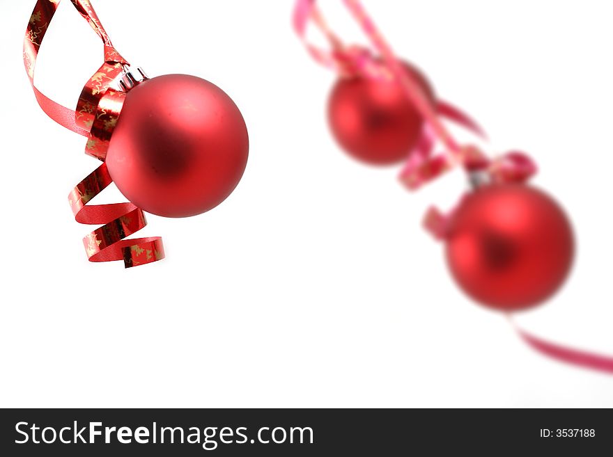 Red balls on white background - Christmas decoration