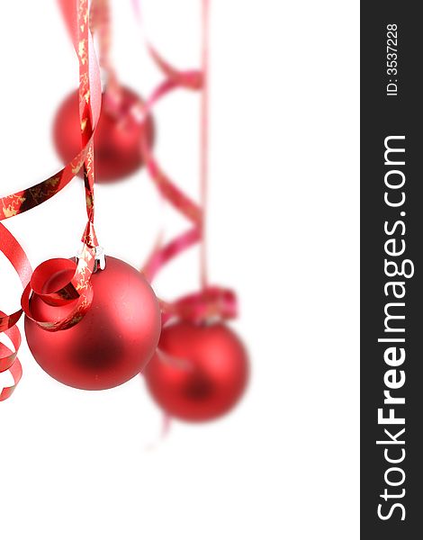 Red balls on white background - Christmas decoration