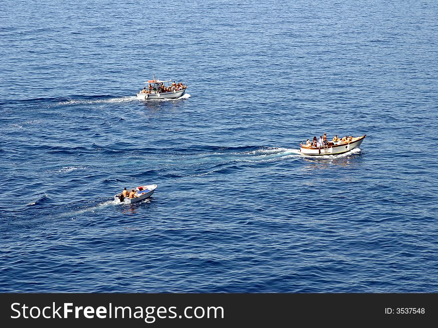Boats on Ligurian Sea (the Mediterranean), Italy. Boats on Ligurian Sea (the Mediterranean), Italy.