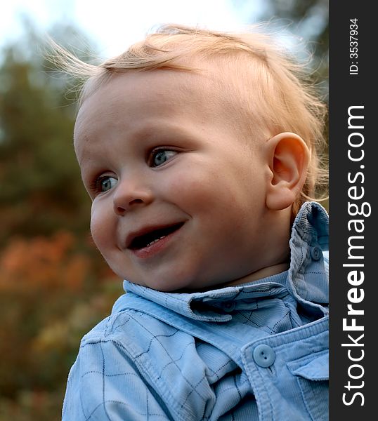 Little child enjoying an outdoor walk. Little child enjoying an outdoor walk