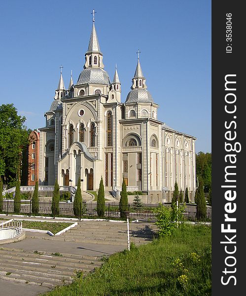 Church in gothic style. Vinnitsa church, Maksimovich street, Ukraine