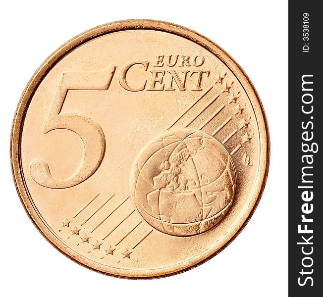 Euro coin from Slovenia isolated on white. Euro coin from Slovenia isolated on white