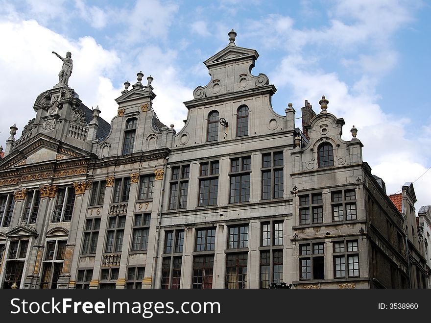 Historic buildings on the grand place in the city of Brussels the capital of Europe. Historic buildings on the grand place in the city of Brussels the capital of Europe