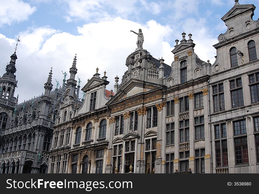 Historic buildings on the grand place in the city of Brussels the capital of Europe. Historic buildings on the grand place in the city of Brussels the capital of Europe