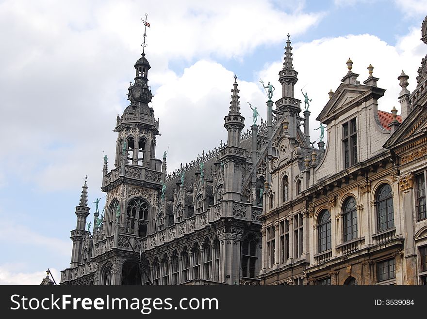 Historic buildings on the grand place in the city of Brussels the capital of Europe. Historic buildings on the grand place in the city of Brussels the capital of Europe