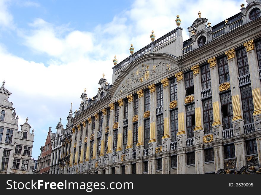 Historic buildings on the grand place in the city of Brussels the capital of Europe. Historic buildings on the grand place in the city of Brussels the capital of Europe