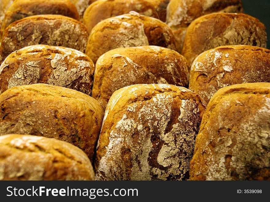 Wholemeal Bread Piled up in Rows
