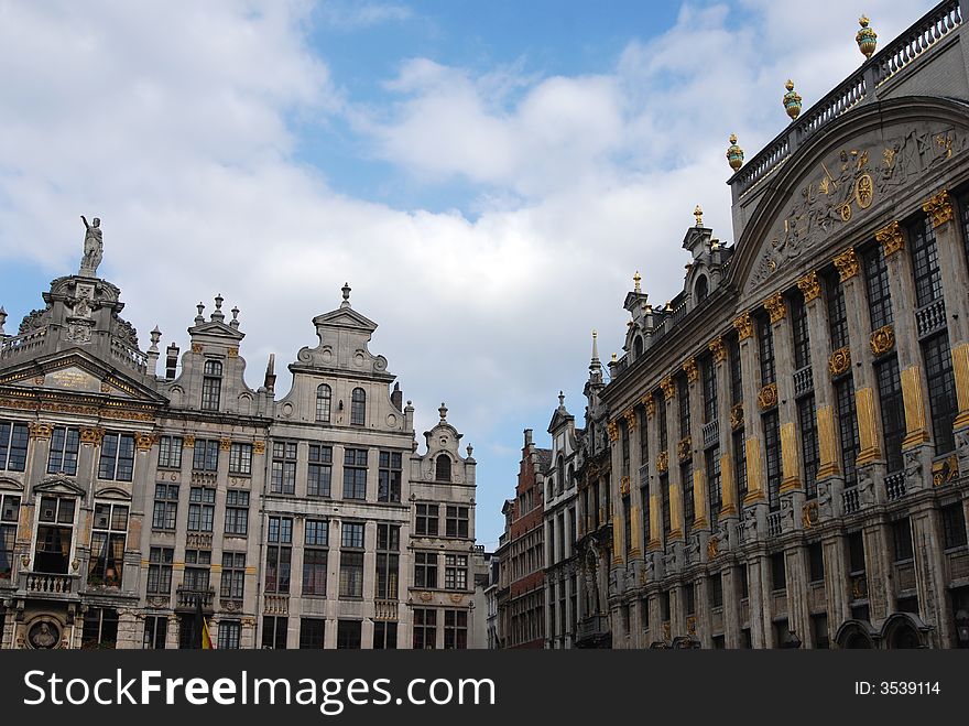 Historic buildings on the grand place in the city of Brussels the capital of Europe. Historic buildings on the grand place in the city of Brussels the capital of Europe