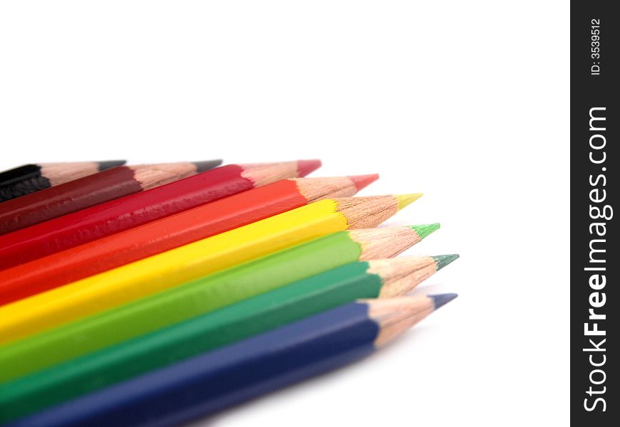 Colour pencils on the white background. Colour pencils on the white background