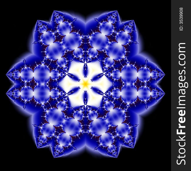 Elaborate illustration of a blue glass-like snowflake. Elaborate illustration of a blue glass-like snowflake