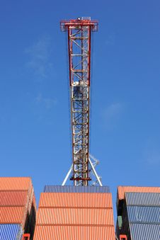 Box Crane And Containers Royalty Free Stock Image Box Crane And Containers Royalty Free Stock Image