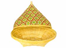 Bamboo Basket With Open Lid Royalty Free Stock Photos