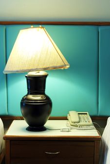 Table Lamp And Phone Royalty Free Stock Images