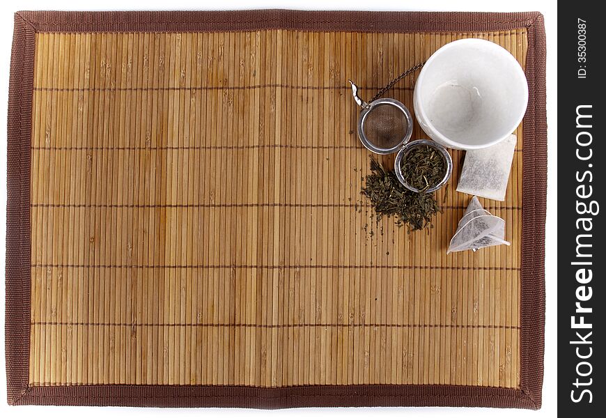 Tea background with different kinds of fresh tea and teabags. Tea background with different kinds of fresh tea and teabags